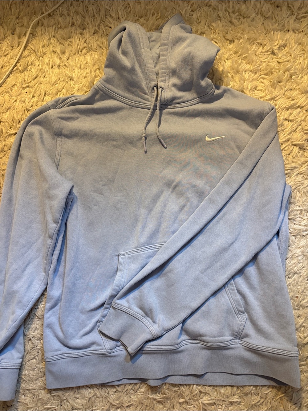 Nike Light Blue Pullover Hoodie with White Swoosh